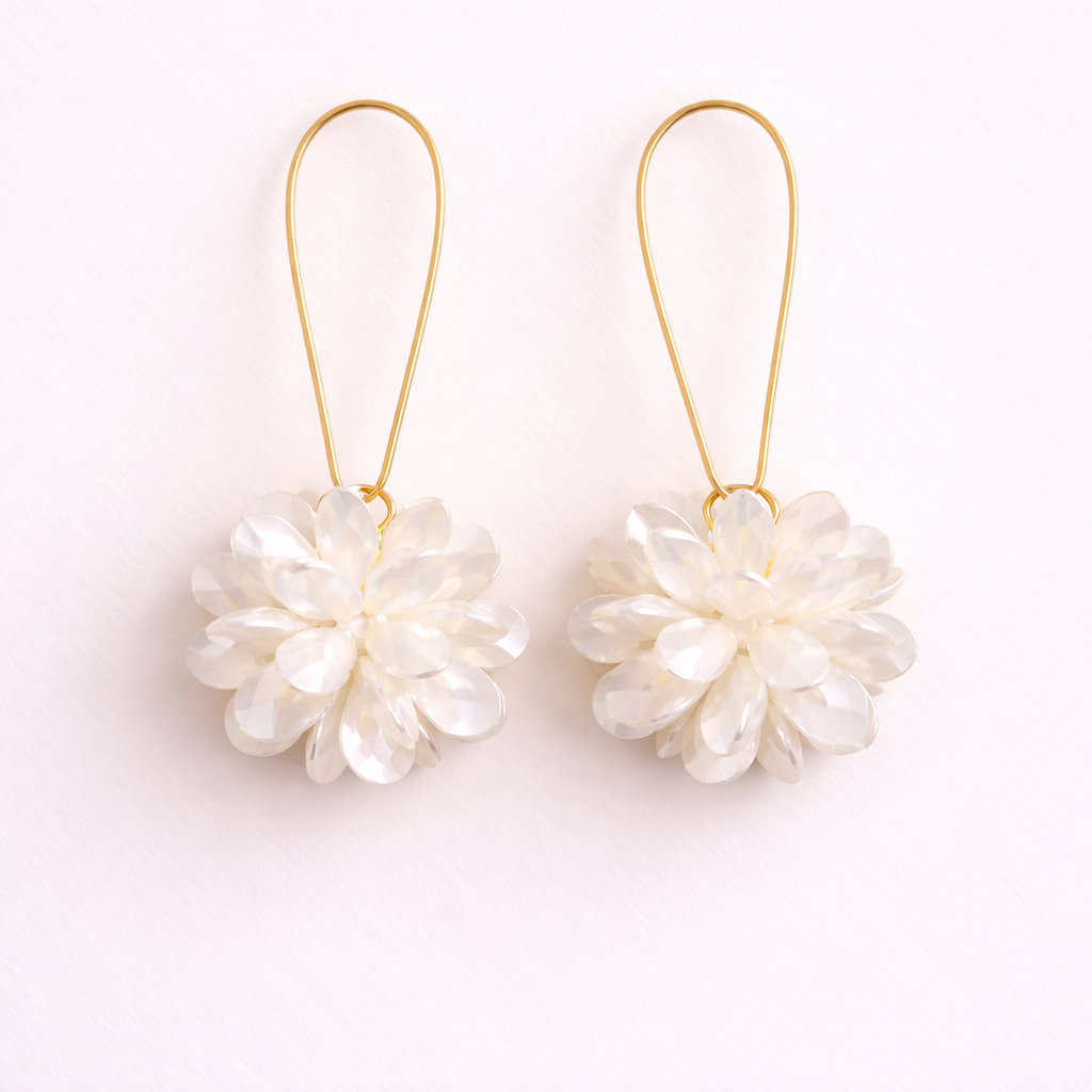 Flora White Flower Drop Earring