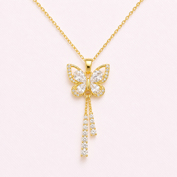 Flora Butterfly Lariat Pendant Necklace