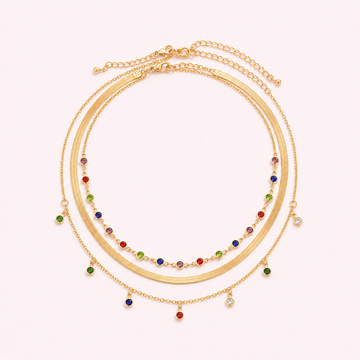 Lumen Rainbow Layered Choker Necklace