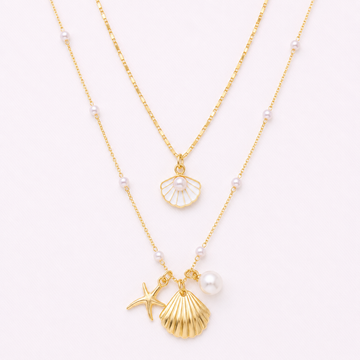 Flora Sea Layered Pendant Necklace