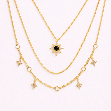 Estella Black Sun Layered Necklace